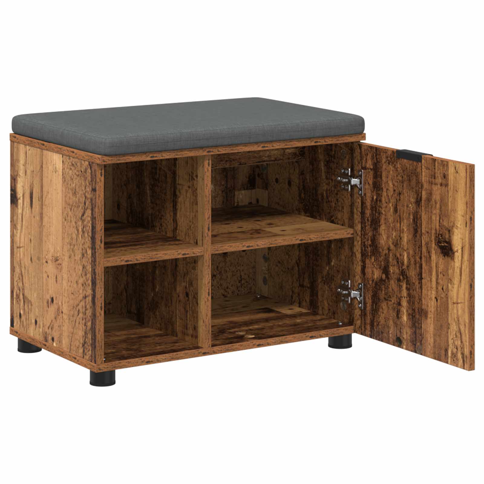 vidaXL Hall Bench Old Wood 60 x 38 x 46 cm Engineered Wood and Fabric 5