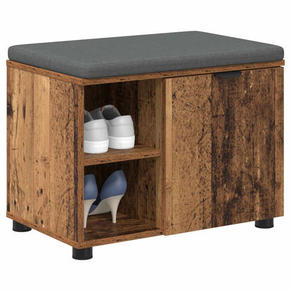 vidaXL Hall Bench Old Wood 60 x 38 x 46 cm Engineered Wood and Fabric 3