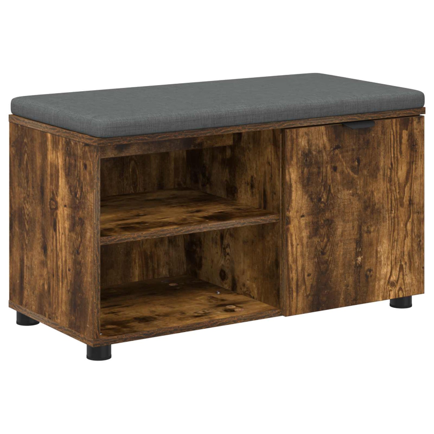 vidaXL Hall Bench with Cushion with Shelf Smoked Oak 80 x 38 x 46 cm 2