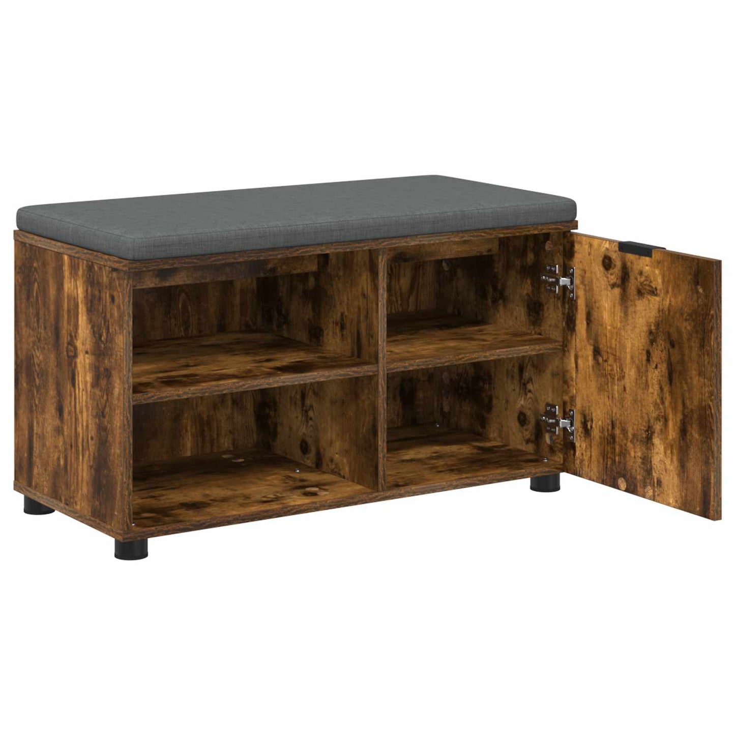 vidaXL Hall Bench with Cushion with Shelf Smoked Oak 80 x 38 x 46 cm 5