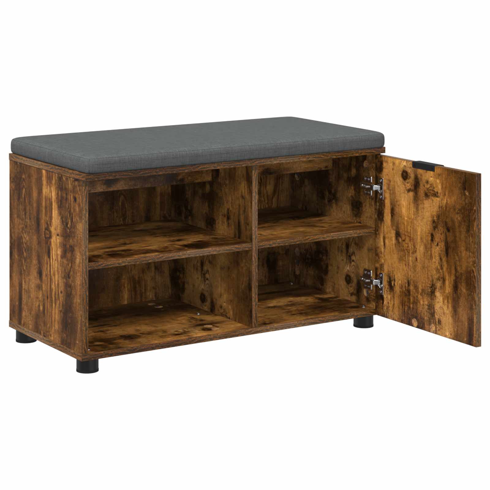 vidaXL Hall Bench with Cushion with Shelf Smoked Oak 80 x 38 x 46 cm 5