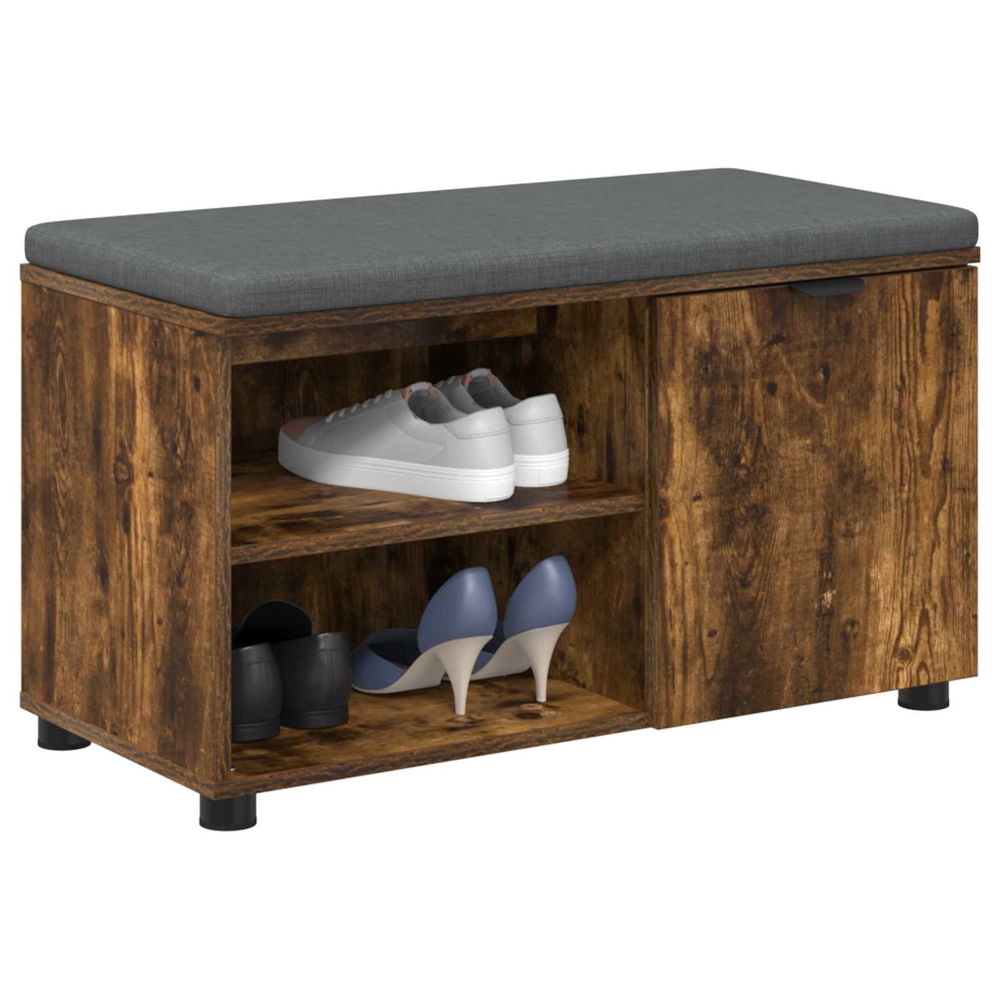 vidaXL Hall Bench with Cushion with Shelf Smoked Oak 80 x 38 x 46 cm 3
