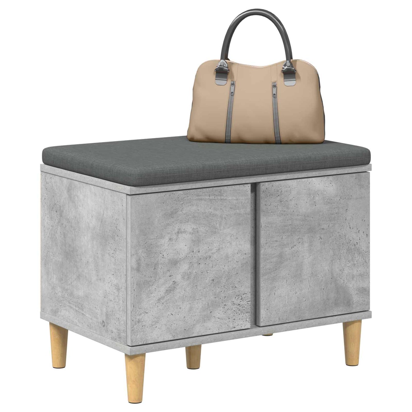 vidaXL Hall Bench with Cushion with Door Concrete Grey 60 x 38 x 46 cm 3