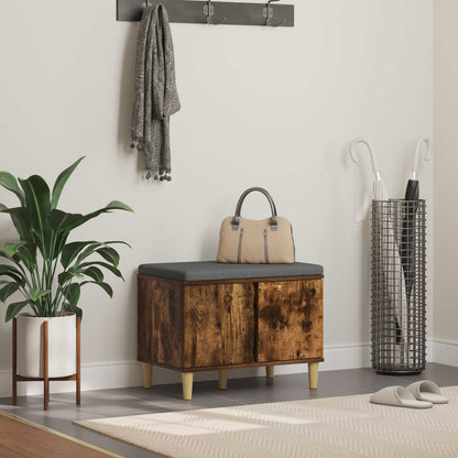 vidaXL Hall Bench with Cushion with Storage Smoked Oak 60 x 38 x 46 cm 1