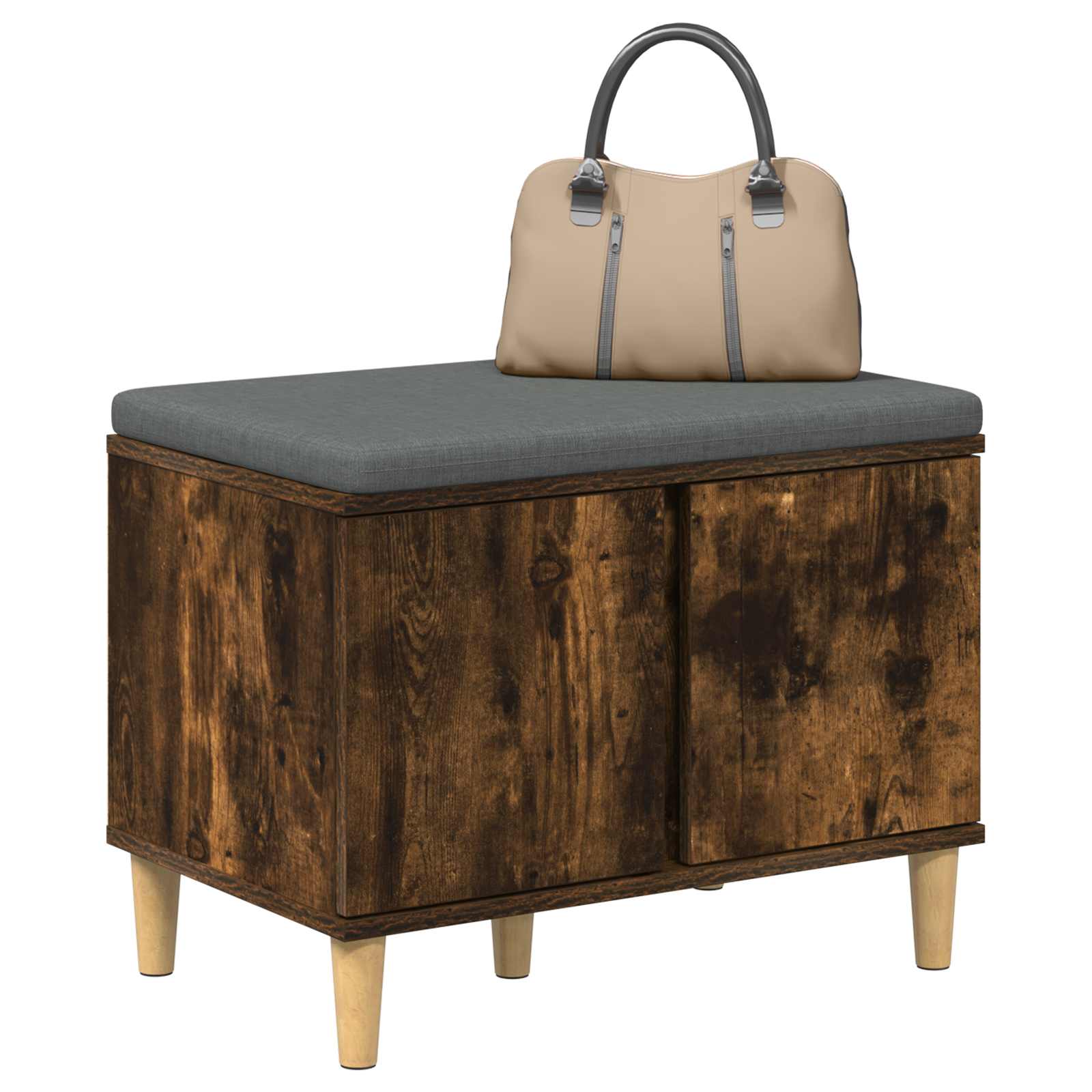 vidaXL Hall Bench with Cushion with Storage Smoked Oak 60 x 38 x 46 cm 3