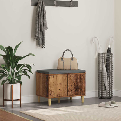 vidaXL Hall Bench Old Wood 60 x 38 x 46 cm Engineered Wood and Fabric 1