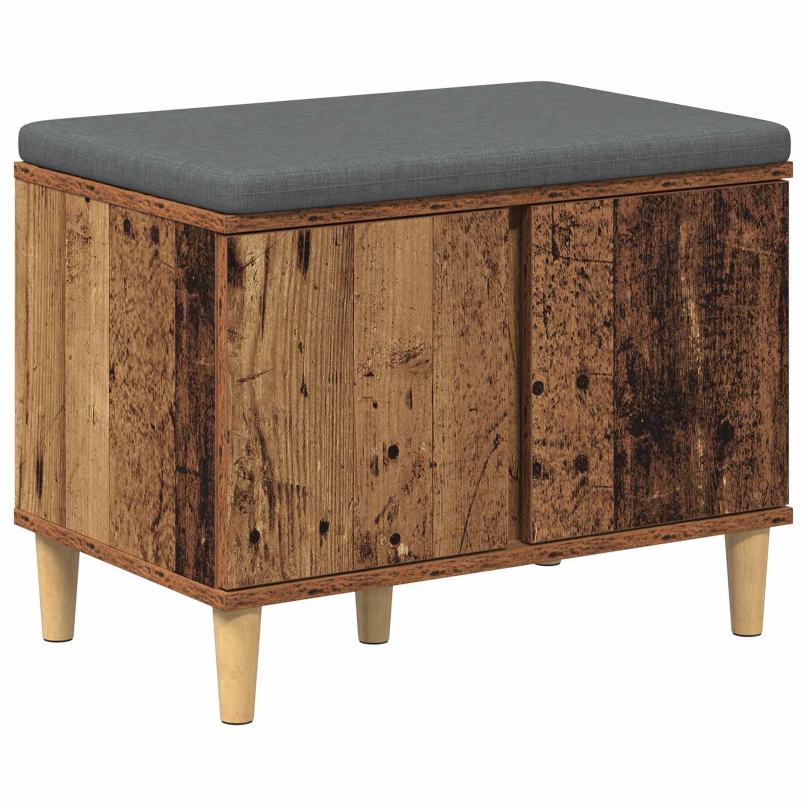 vidaXL Hall Bench Old Wood 60 x 38 x 46 cm Engineered Wood and Fabric 2