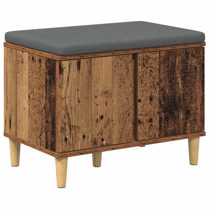 vidaXL Hall Bench Old Wood 60 x 38 x 46 cm Engineered Wood and Fabric 2
