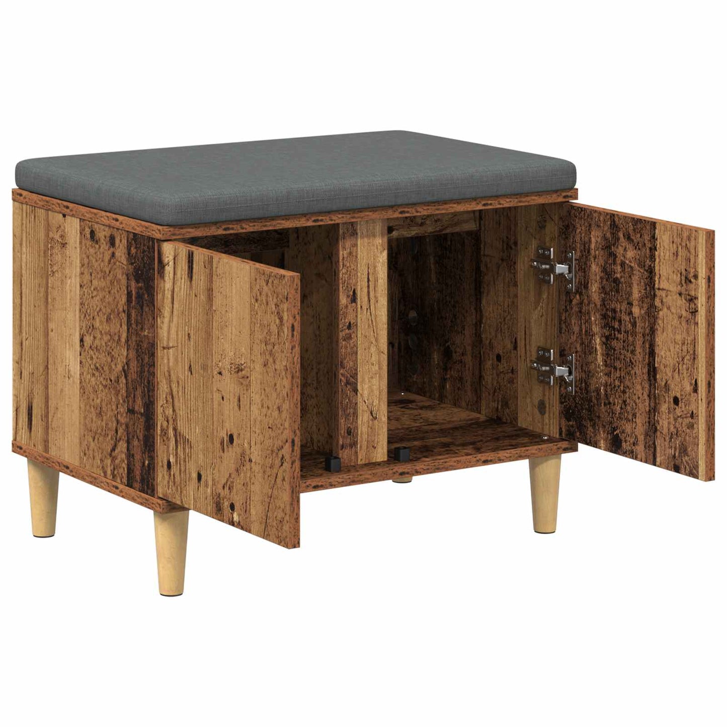 vidaXL Hall Bench Old Wood 60 x 38 x 46 cm Engineered Wood and Fabric 5