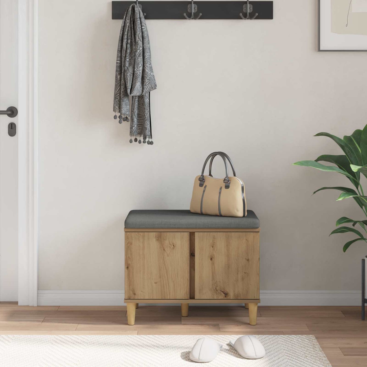vidaXL Hall Bench Artisan Oak 60 x 38 x 46 cm 4