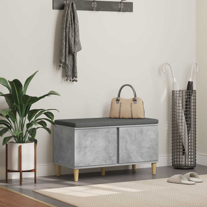 vidaXL Hall Bench with Cushion with Door Concrete Grey 80 x 38 x 46 cm 1