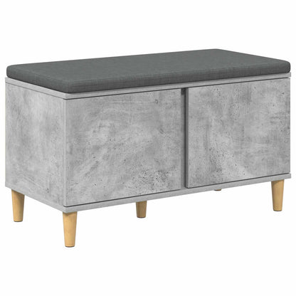 vidaXL Hall Bench with Cushion with Door Concrete Grey 80 x 38 x 46 cm 2