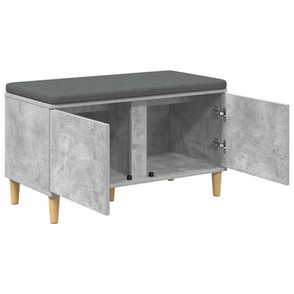 vidaXL Hall Bench with Cushion with Door Concrete Grey 80 x 38 x 46 cm 5