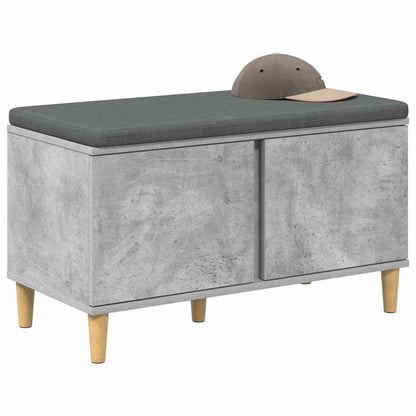 vidaXL Hall Bench with Cushion with Door Concrete Grey 80 x 38 x 46 cm 3