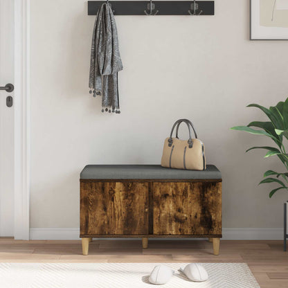 vidaXL Hall Bench with Cushion with Storage Smoked Oak 80 x 38 x 46 cm 4