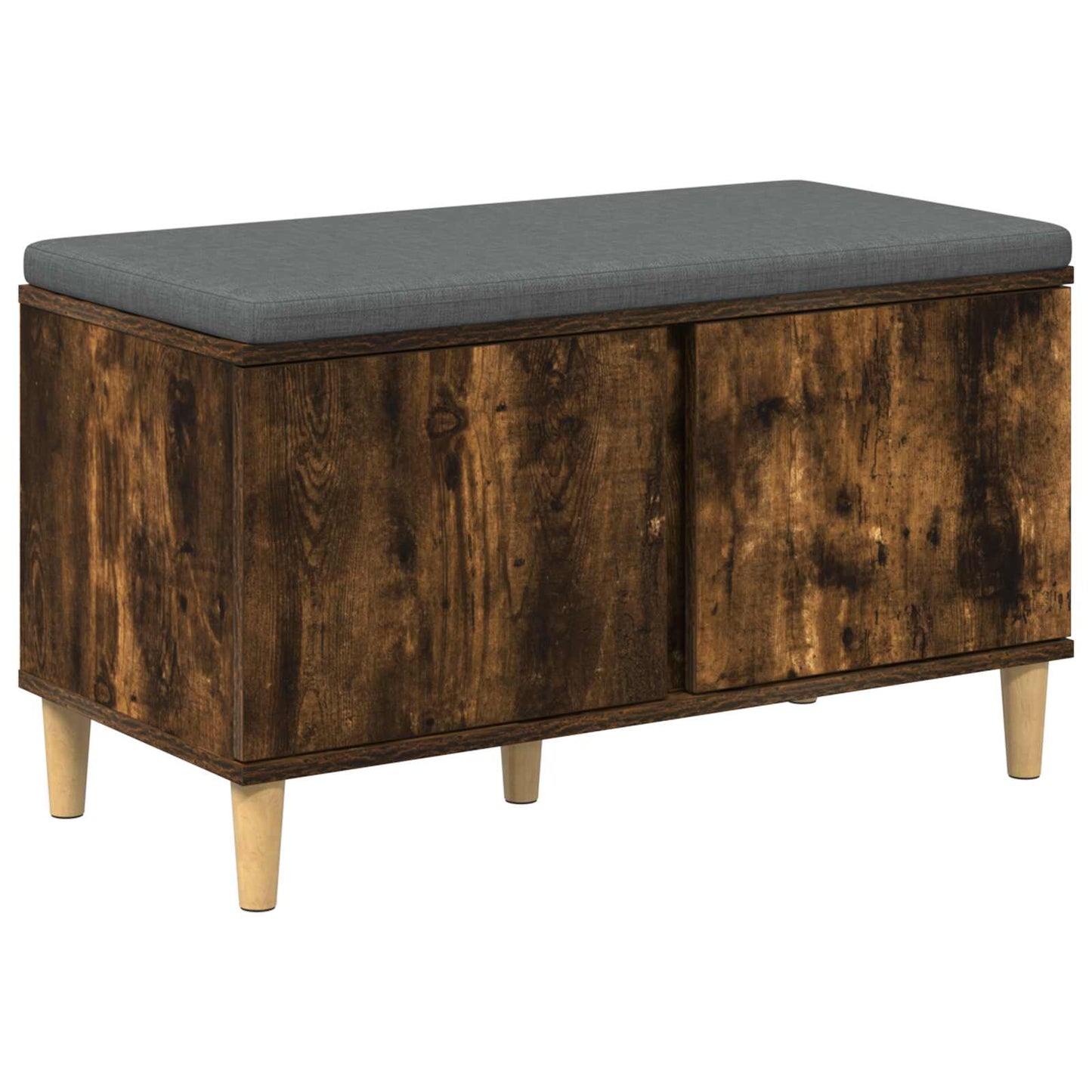 vidaXL Hall Bench with Cushion with Storage Smoked Oak 80 x 38 x 46 cm 2