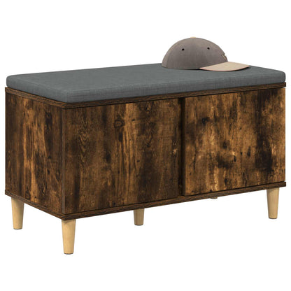 vidaXL Hall Bench with Cushion with Storage Smoked Oak 80 x 38 x 46 cm 3