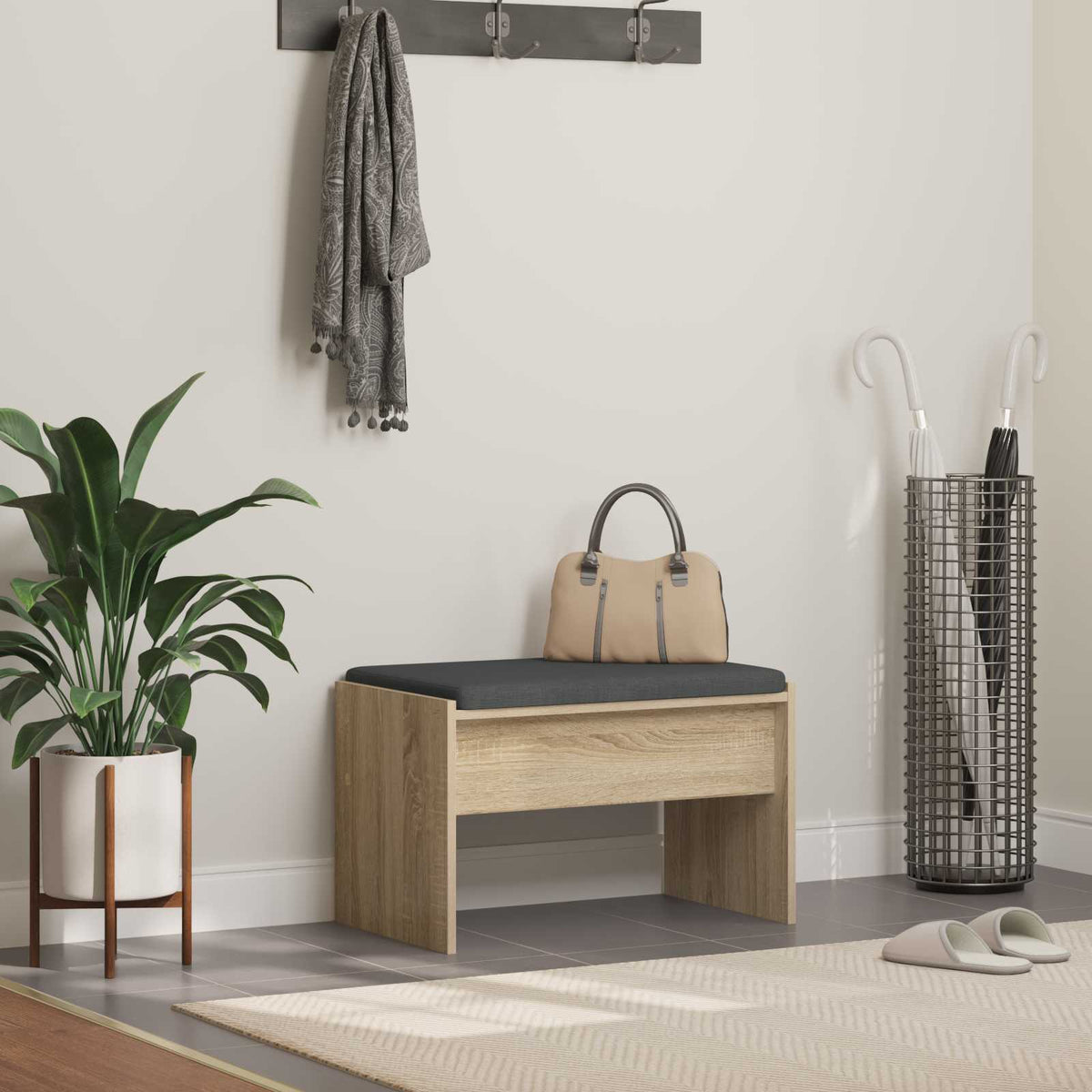vidaXL Hall Bench with Cushion 63 x 38 x 40 cm