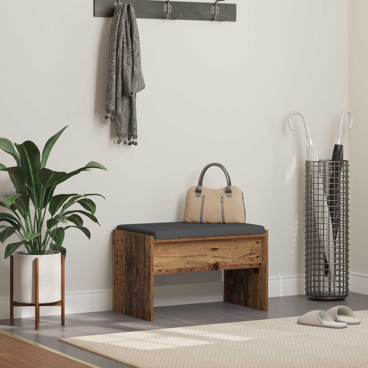 vidaXL Hall Bench with Cushion 63 x 38 x 40 cm