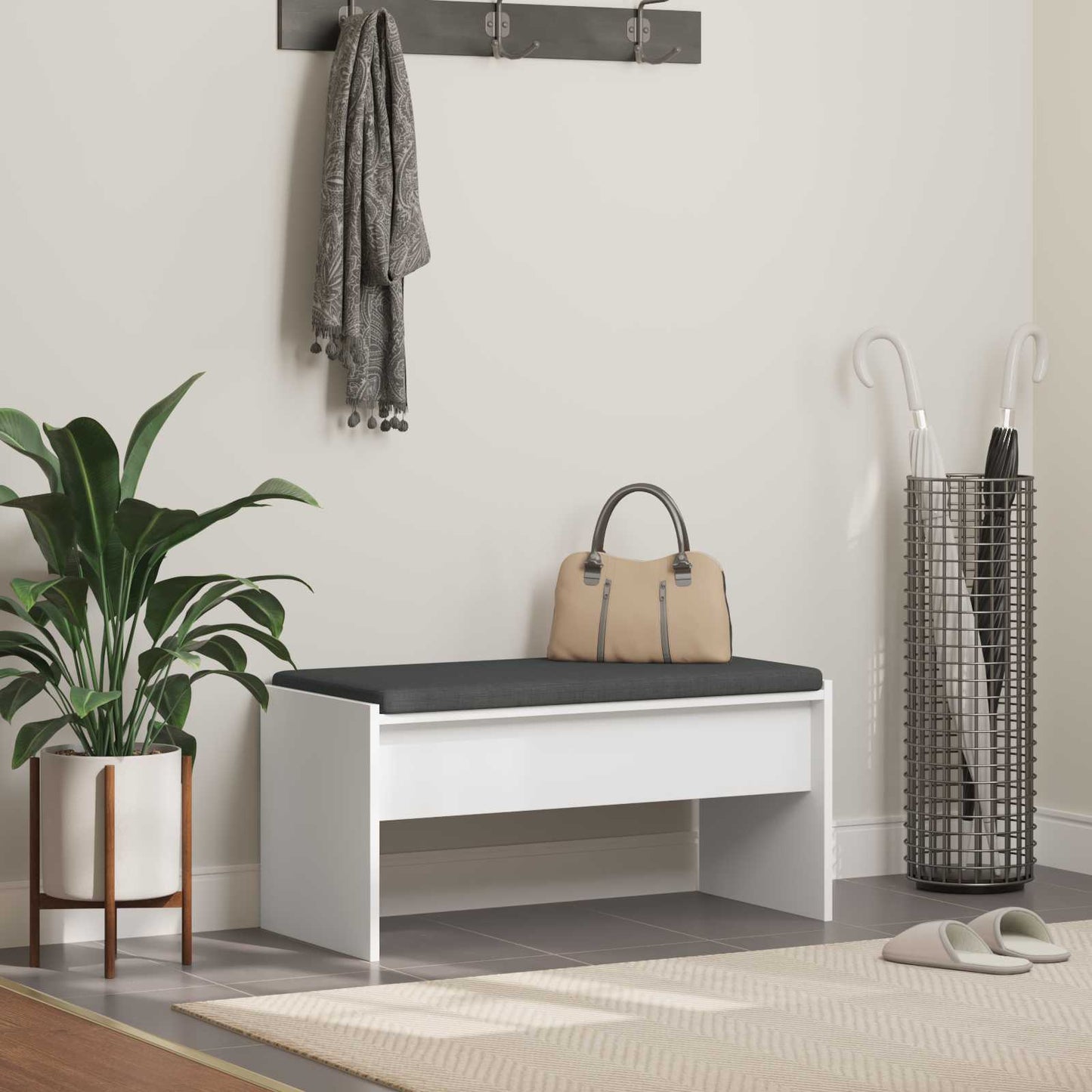 vidaXL Hall Bench with Cushion White 83 x 38 x 40 cm 1