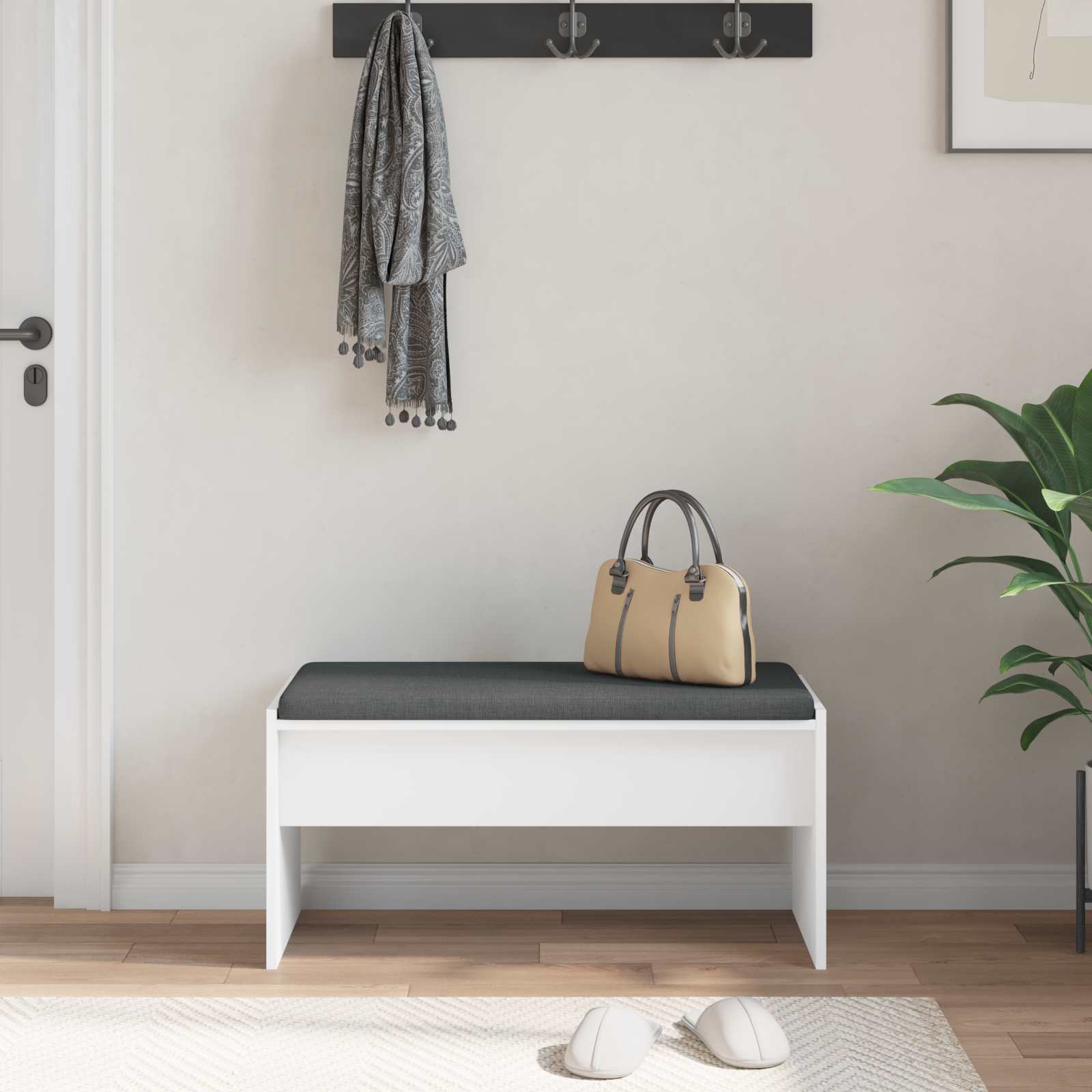 vidaXL Hall Bench with Cushion White 83 x 38 x 40 cm 4