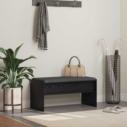 vidaXL Hall Bench with Cushion Black Oak 83 x 38 x 40 cm 1