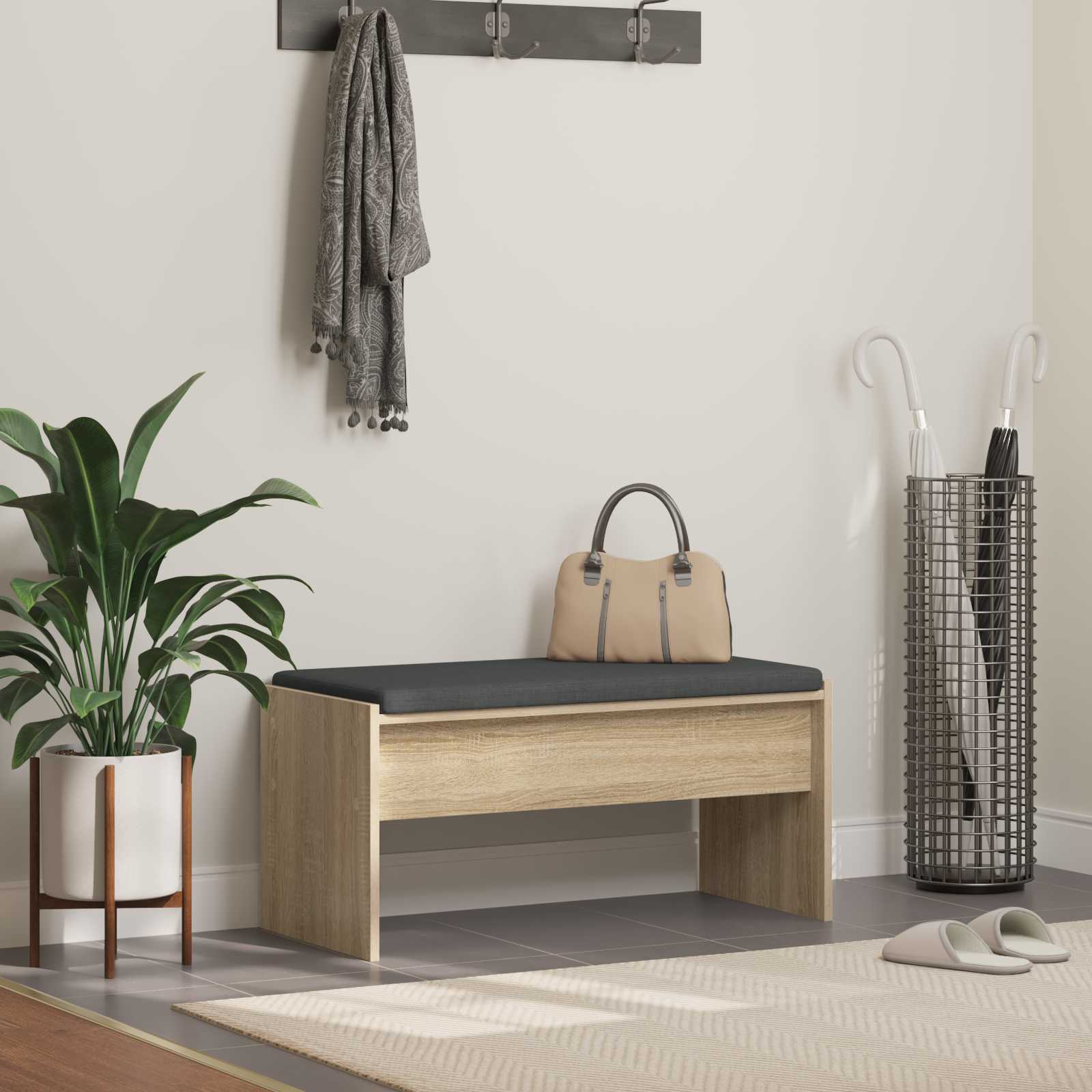 vidaXL Hall Bench with Cushion Sonoma Oak 83 x 38 x 40 cm 1