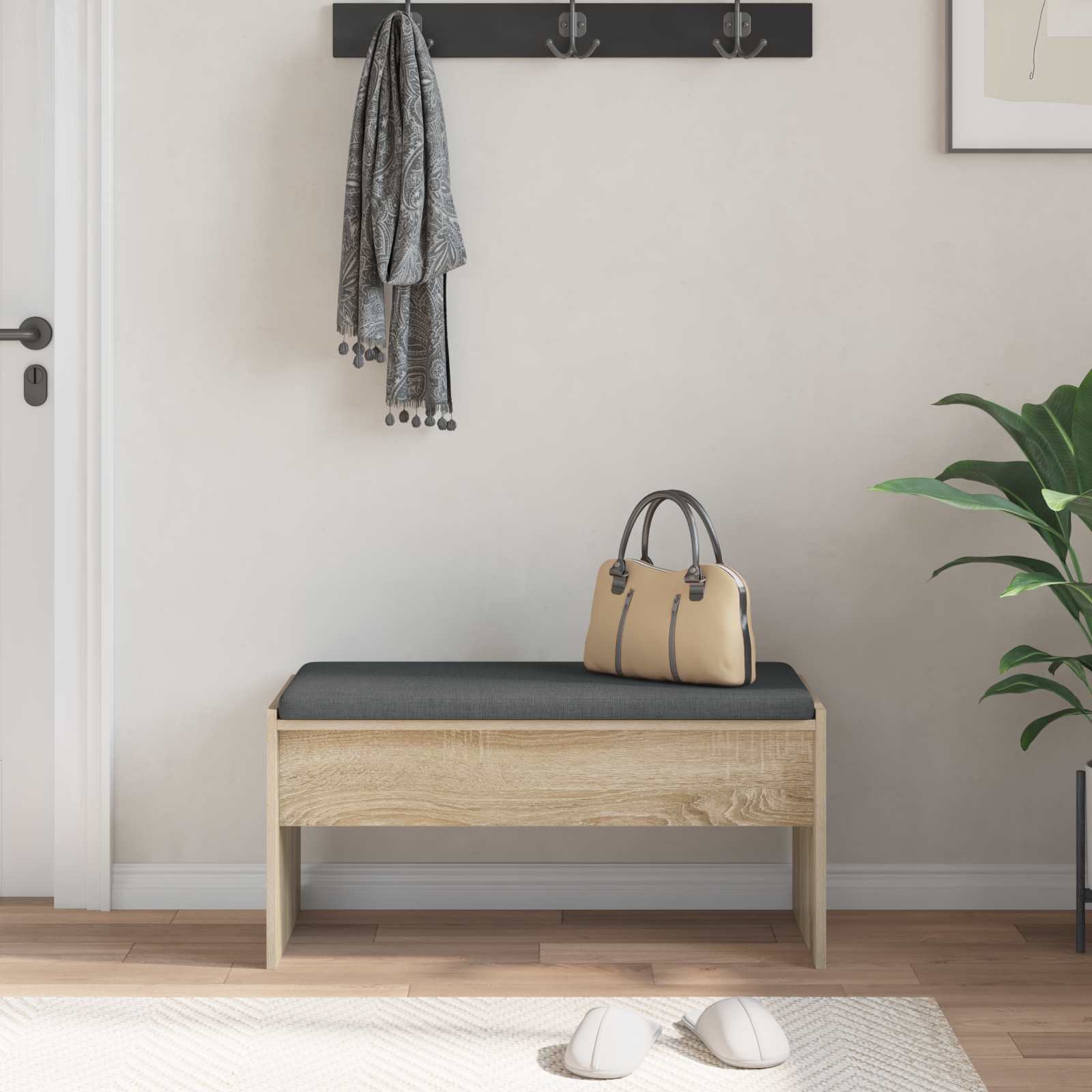 vidaXL Hall Bench with Cushion Sonoma Oak 83 x 38 x 40 cm 4