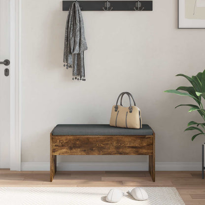 vidaXL Hall Bench with Cushion Smoked Oak 83 x 38 x 40 cm 4