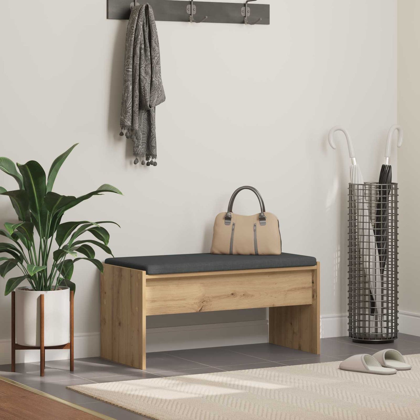 vidaXL Hall Bench Artisan Oak 83 x 38 x 40 cm 1