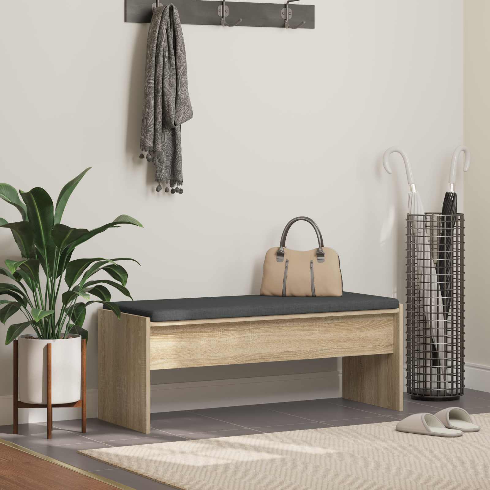 vidaXL Hall Bench with Cushion Sonoma Oak 103 x 38 x 40 cm 1