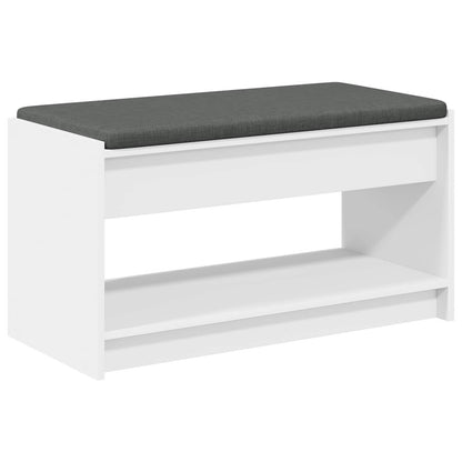 vidaXL Hall Bench White 83 x 38 x 45 cm Engineered Wood and Fabric 2