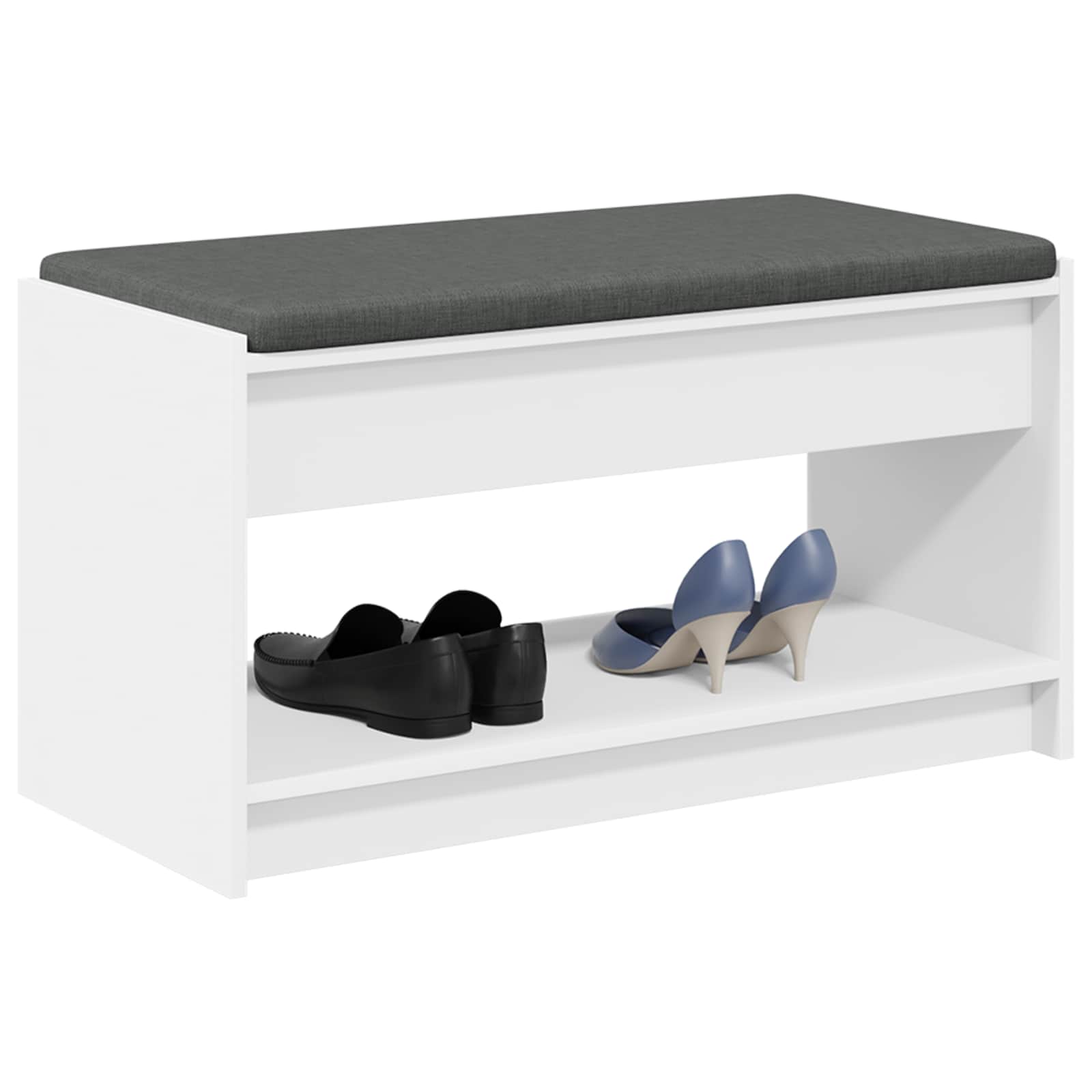 vidaXL Hall Bench White 83 x 38 x 45 cm Engineered Wood and Fabric 3