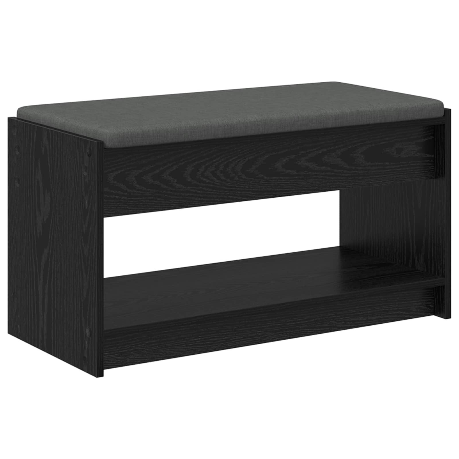 vidaXL Hall Bench Black Oak 83 x 38 x 45 cm Engineered Wood and Fabric 2