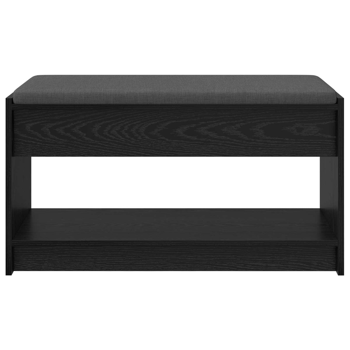 vidaXL Hall Bench Black Oak 83 x 38 x 45 cm Engineered Wood and Fabric 5