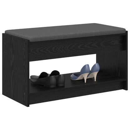 vidaXL Hall Bench Black Oak 83 x 38 x 45 cm Engineered Wood and Fabric 3