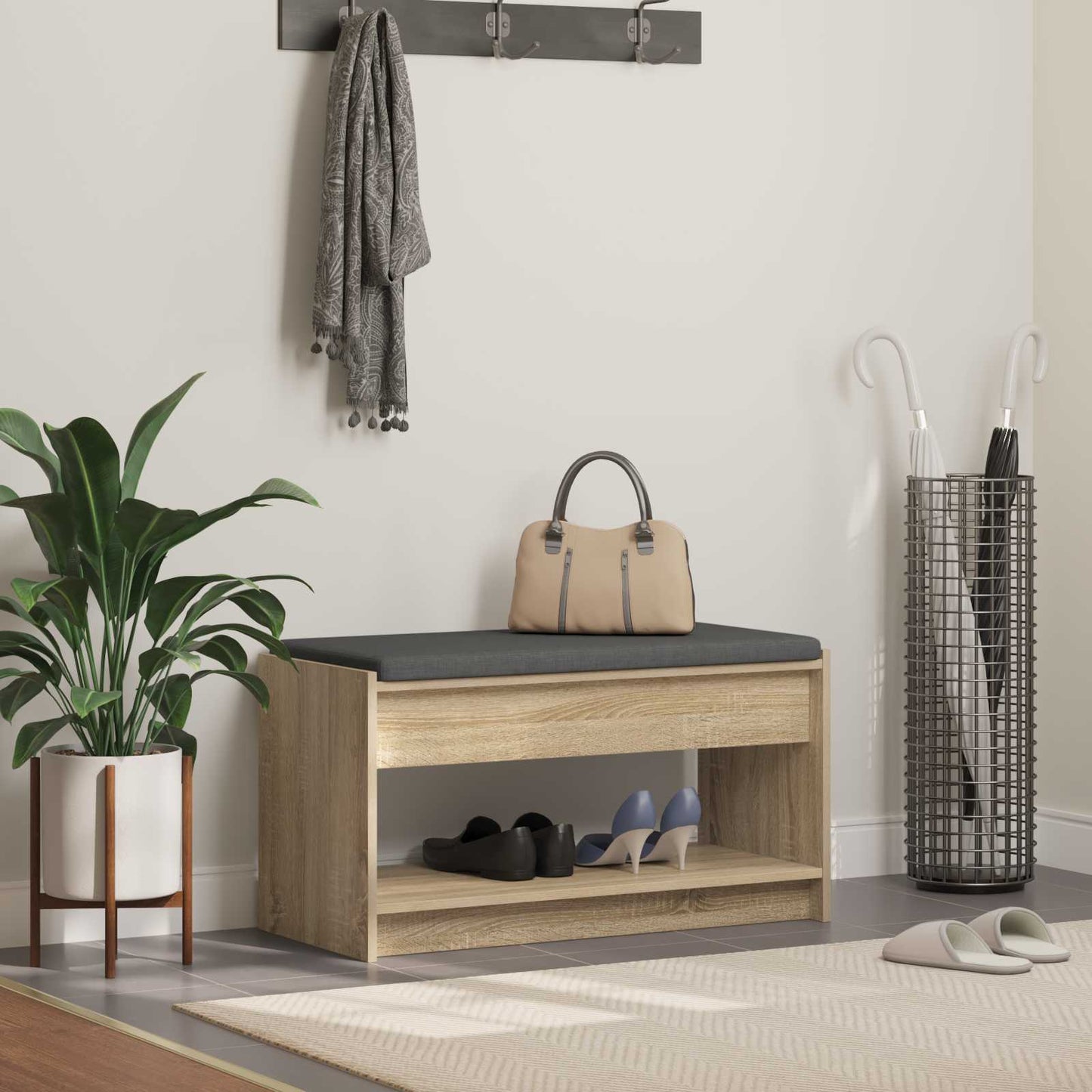 vidaXL Hall Bench Sonoma Oak 83 x 38 x 45 cm 1