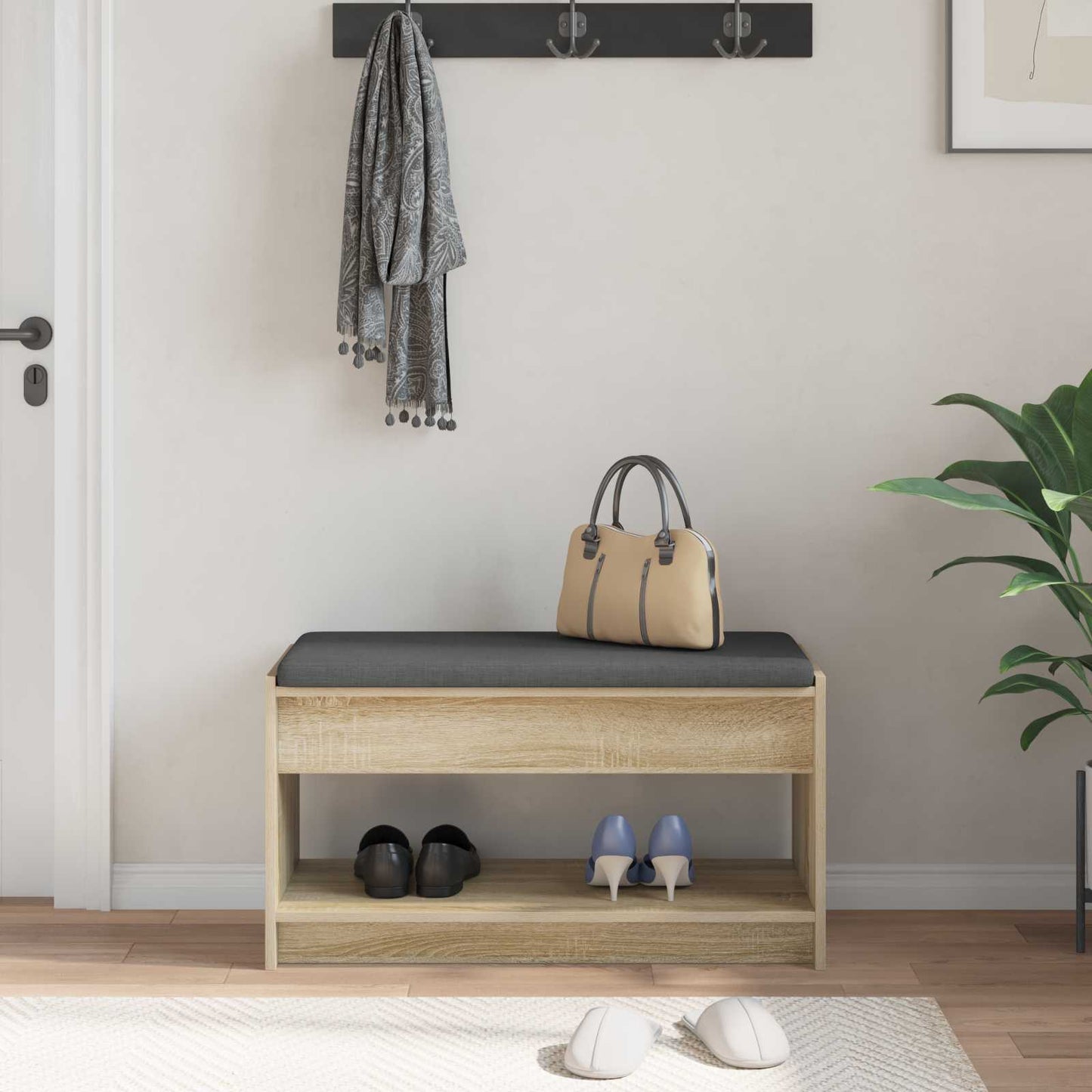 vidaXL Hall Bench Sonoma Oak 83 x 38 x 45 cm 4