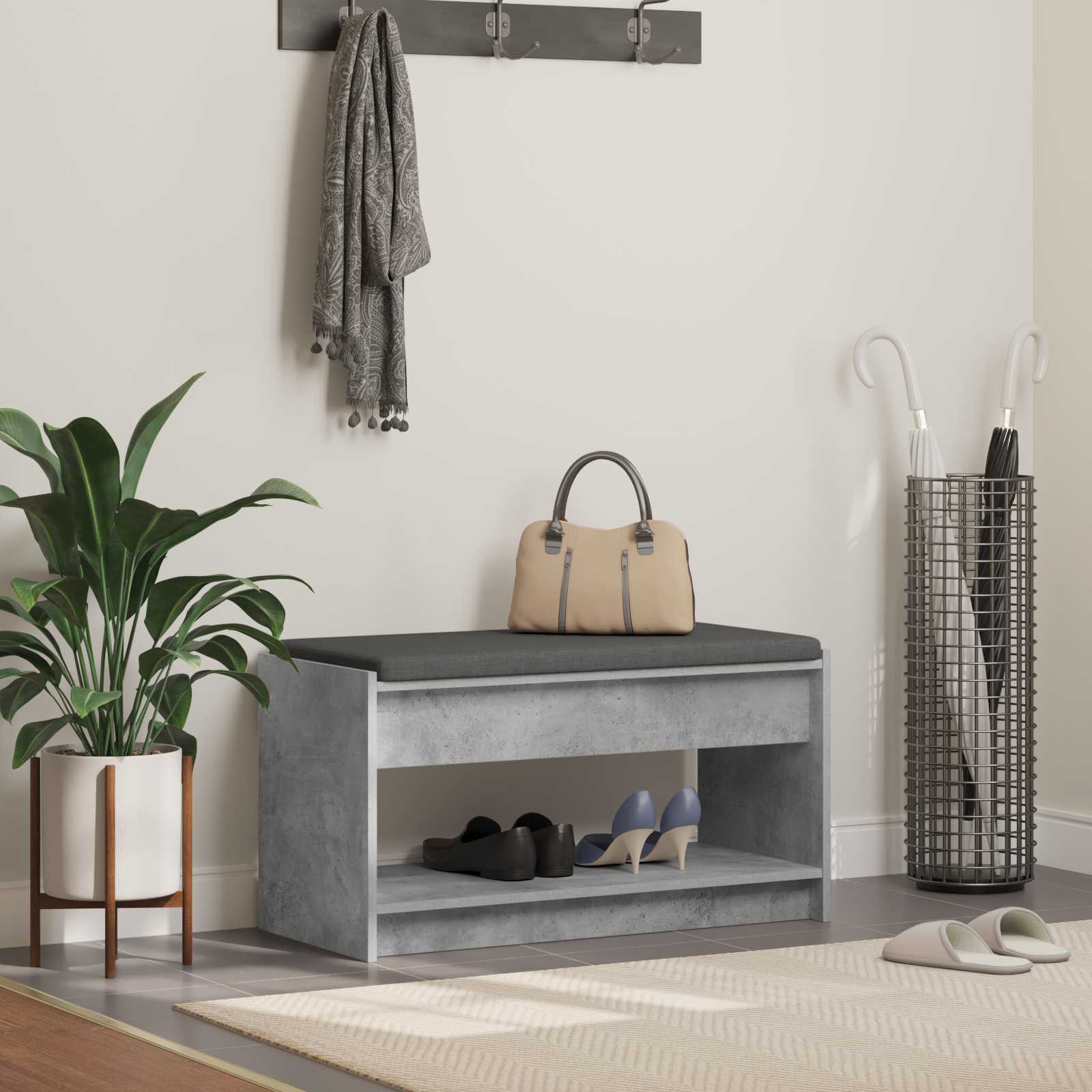 vidaXL Hall Bench Concrete Grey 83 x 38 x 45 cm 1