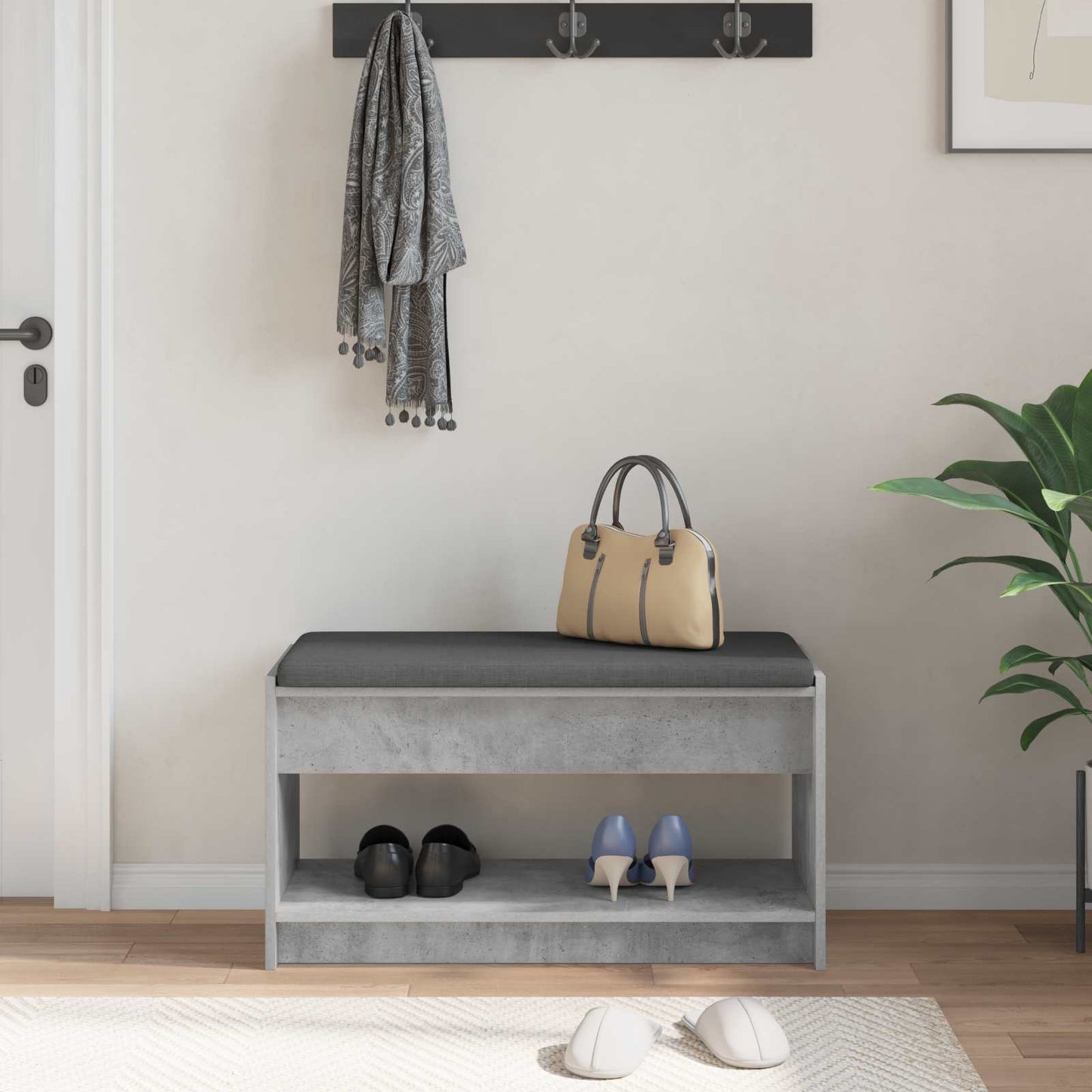 vidaXL Hall Bench Concrete Grey 83 x 38 x 45 cm 4