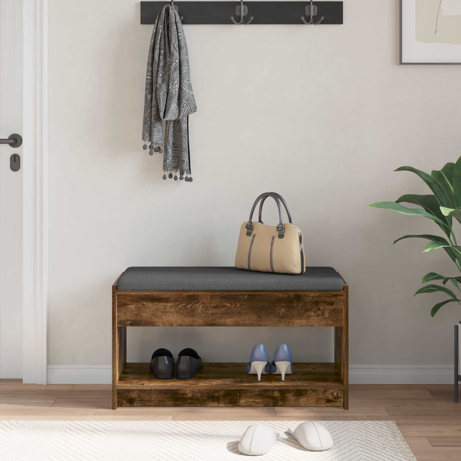 vidaXL Hall Bench Smoked Oak 83 x 38 x 45 cm 4