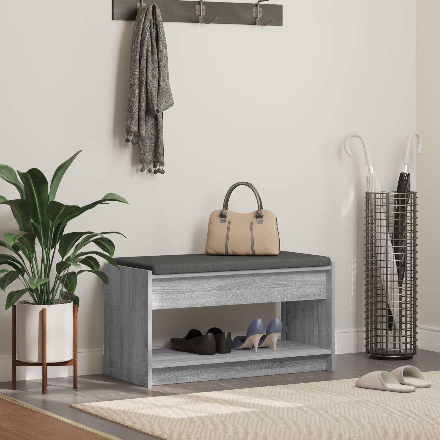 vidaXL Hall Bench Grey Sonoma 83 x 38 x 45 cm 1