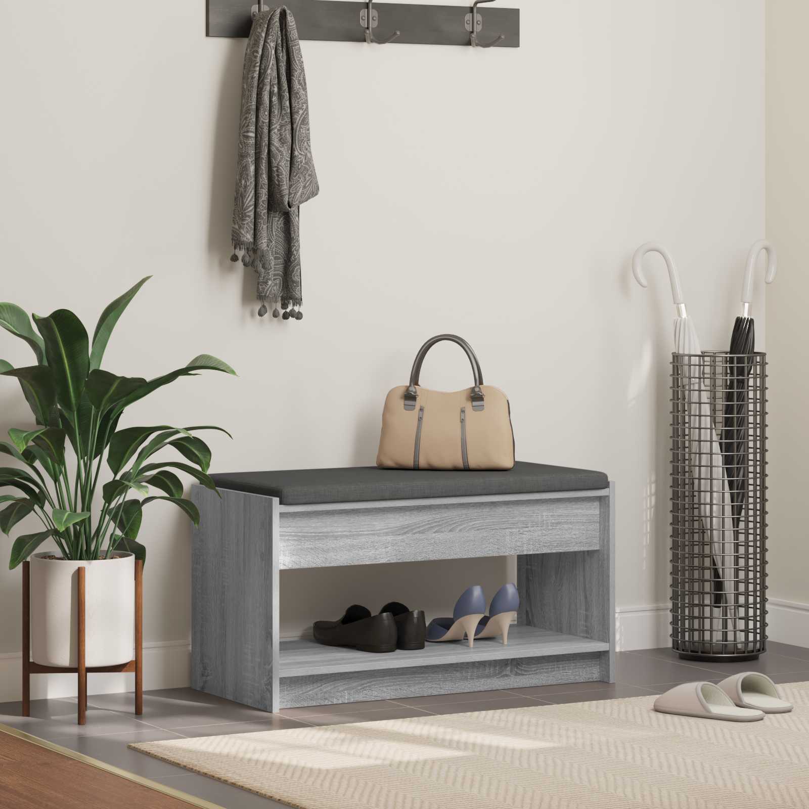 vidaXL Hall Bench Grey Sonoma 83 x 38 x 45 cm 1