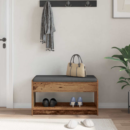 vidaXL Hall Bench Old Wood 83 x 38 x 45 cm Engineered Wood and Fabric 4