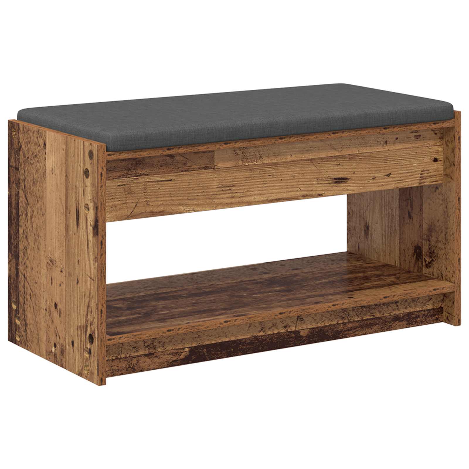 vidaXL Hall Bench Old Wood 83 x 38 x 45 cm Engineered Wood and Fabric 2