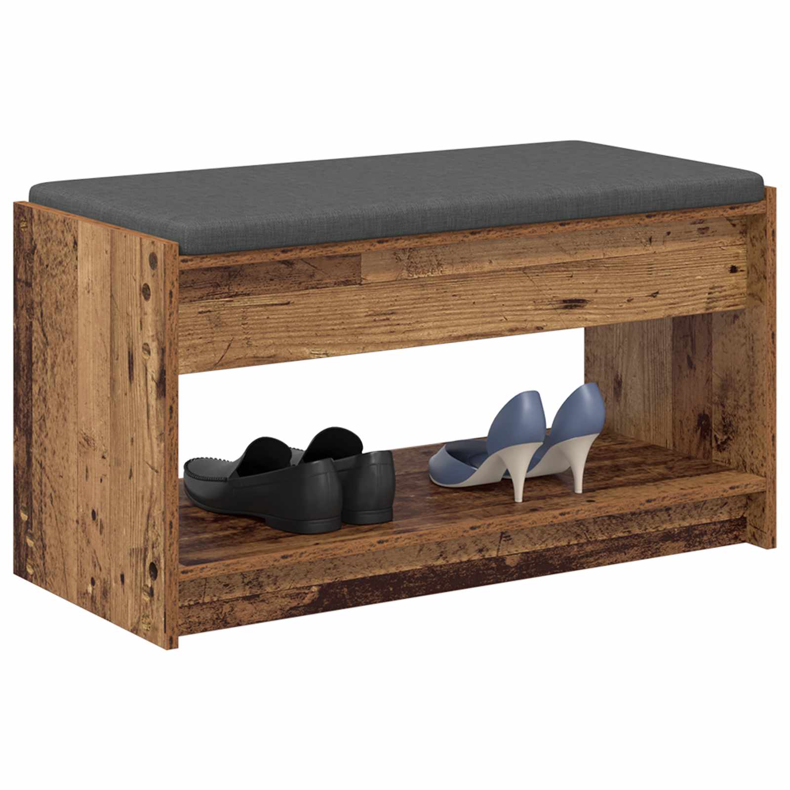 vidaXL Hall Bench Old Wood 83 x 38 x 45 cm Engineered Wood and Fabric 3