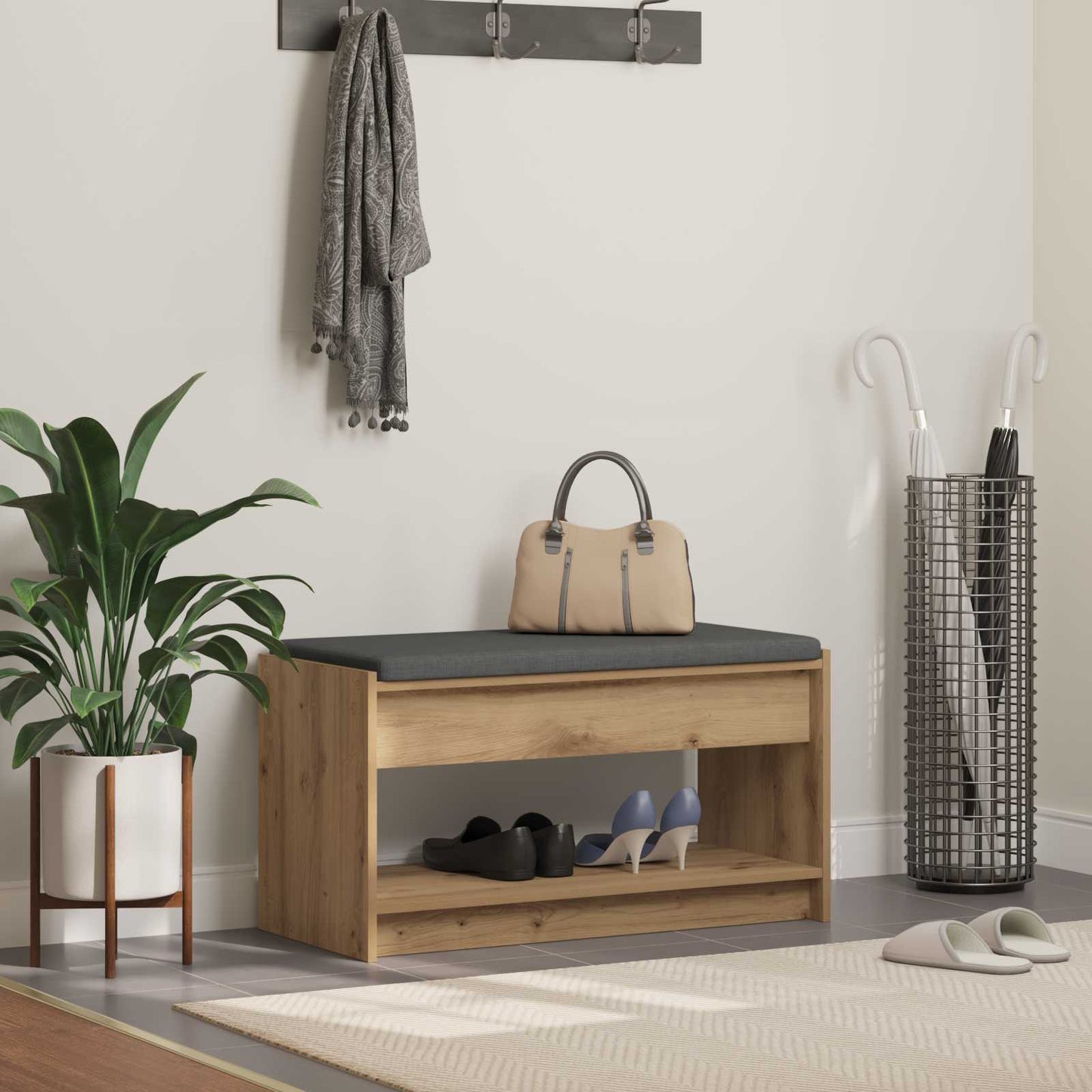vidaXL Hall Bench Artisan Oak 83 x 38 x 45 cm 1