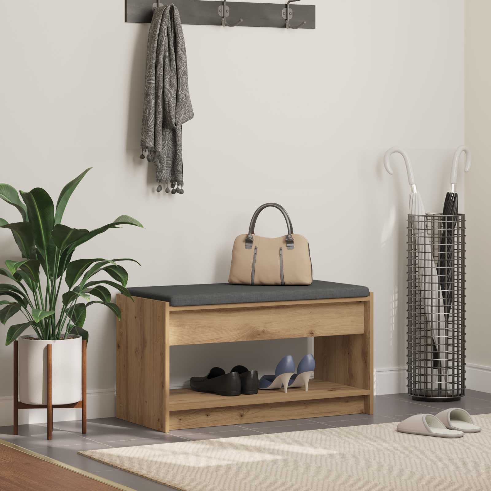 vidaXL Hall Bench Artisan Oak 83 x 38 x 45 cm 1