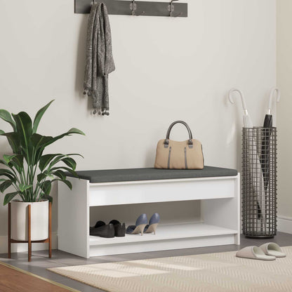vidaXL Hall Bench White 103 x 38 x 45 cm Engineered Wood and Fabric 1