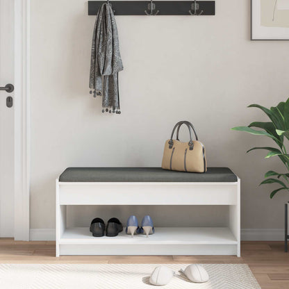 vidaXL Hall Bench White 103 x 38 x 45 cm Engineered Wood and Fabric 4